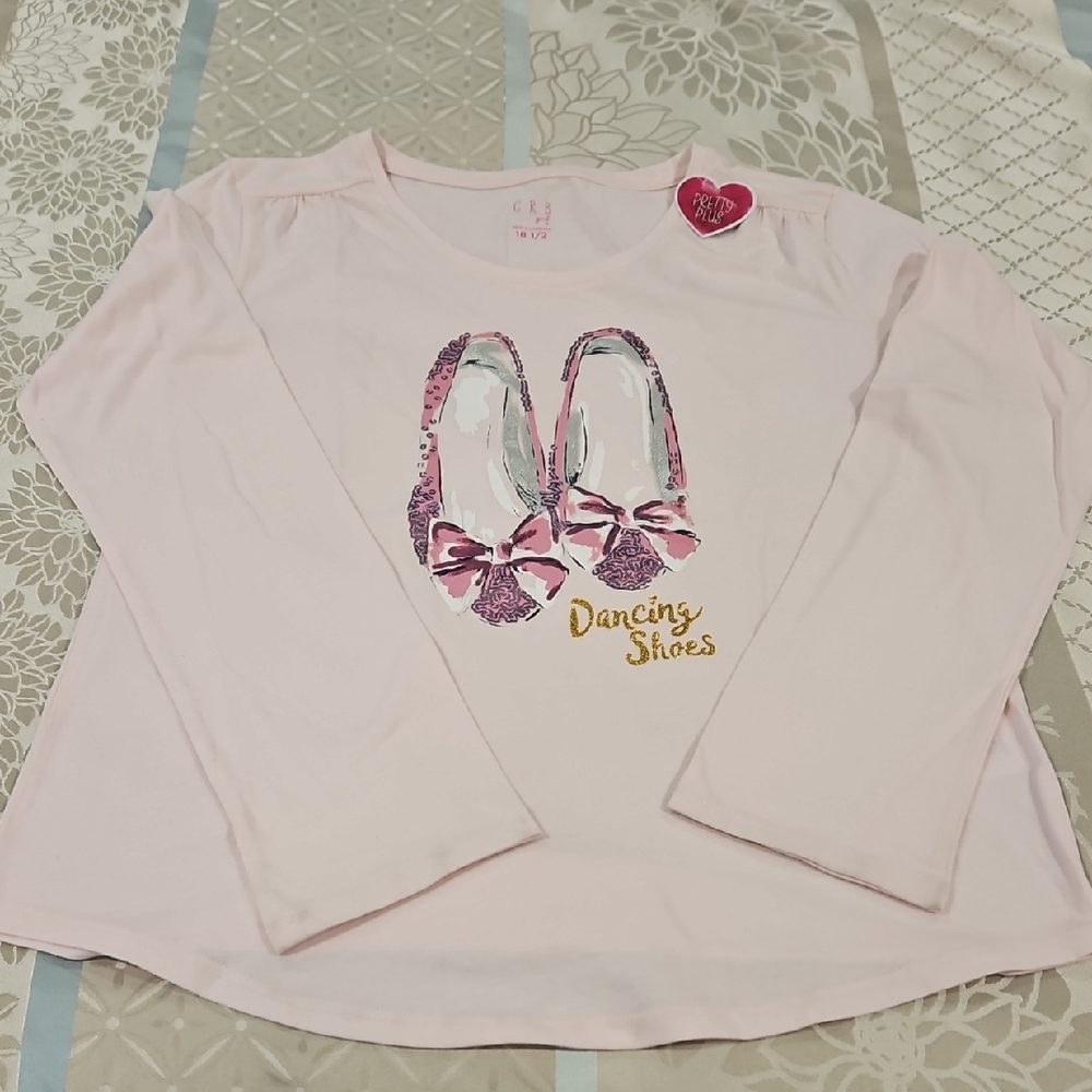 CRB Girl Pink Long Sleeve Kids Top with Ballet Shoe Design